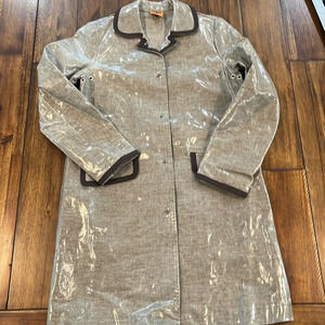 Tory Burch beige rain jacket fitted waterproof trench coat size Small